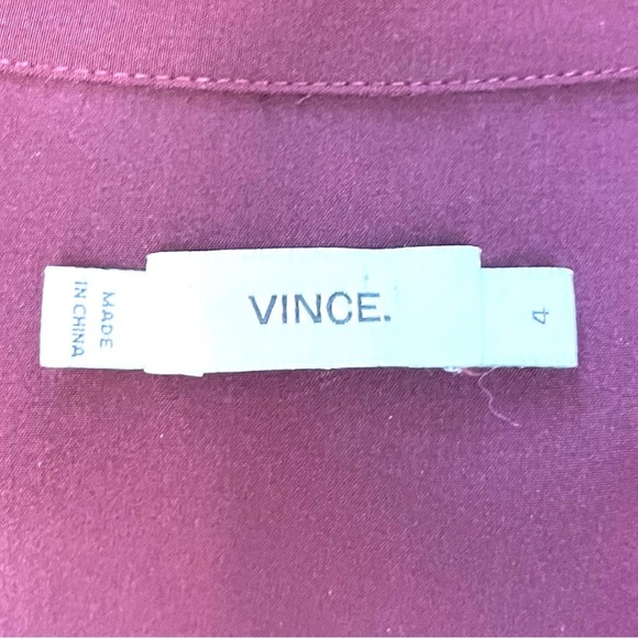 Vince Designer Burgundy Silk Shirt Dress - Picture 15 of 16